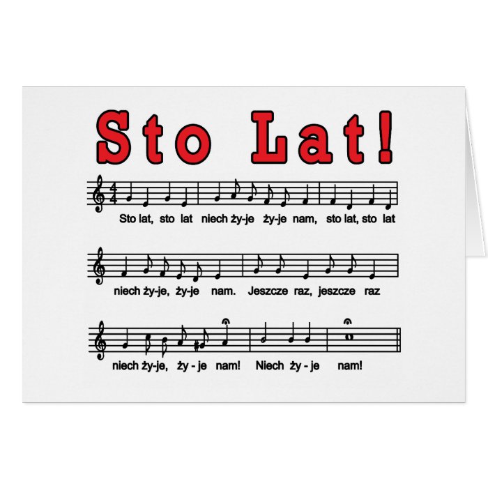 Sto Lat Song Greeting Cards