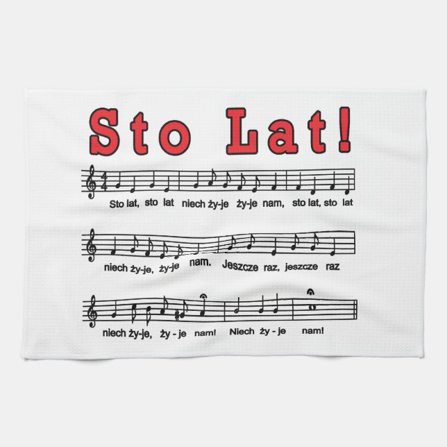 Sto Lat! Song Kitchen Towel (Horizontal)