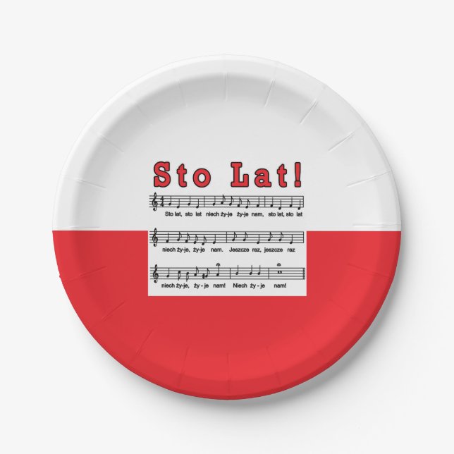 Sto Lat! Song Paper Plates (Front)