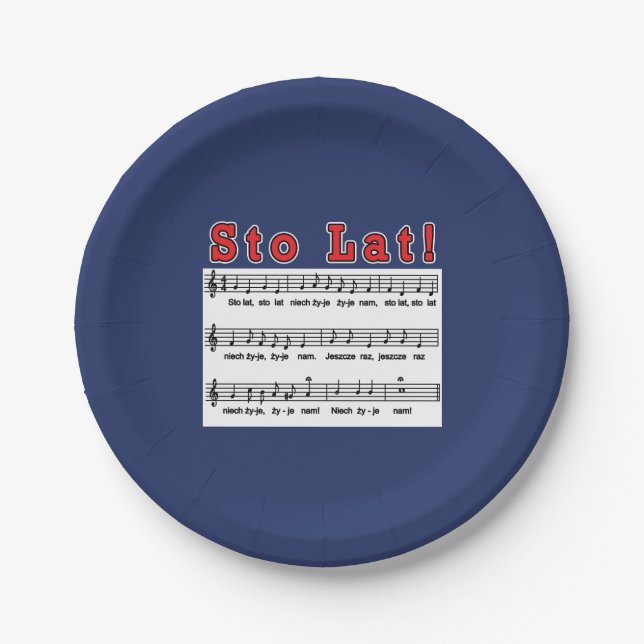 Sto Lat! Song Paper Plates (Front)