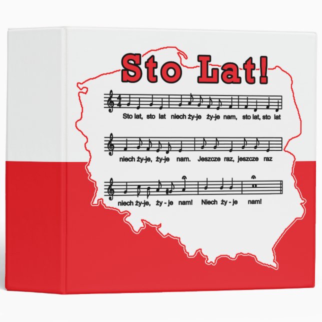 Sto Lat! Song Polish Map 3 Ring Binder (Front/Spine)