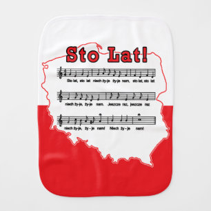 Sto Lat! Song Polish Map Baby Burp Cloth