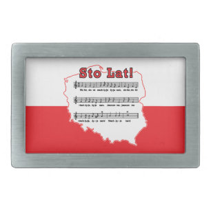Sto Lat! Song Polish Map Belt Buckle