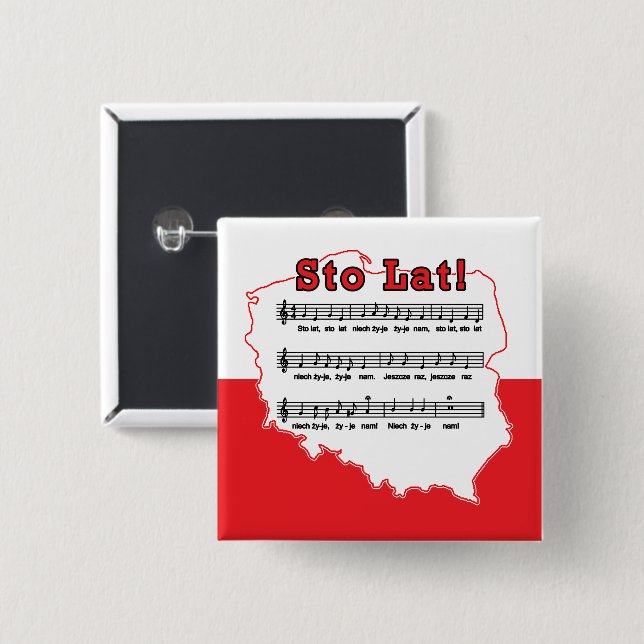 Sto Lat! Song Polish Map Button (Front & Back)