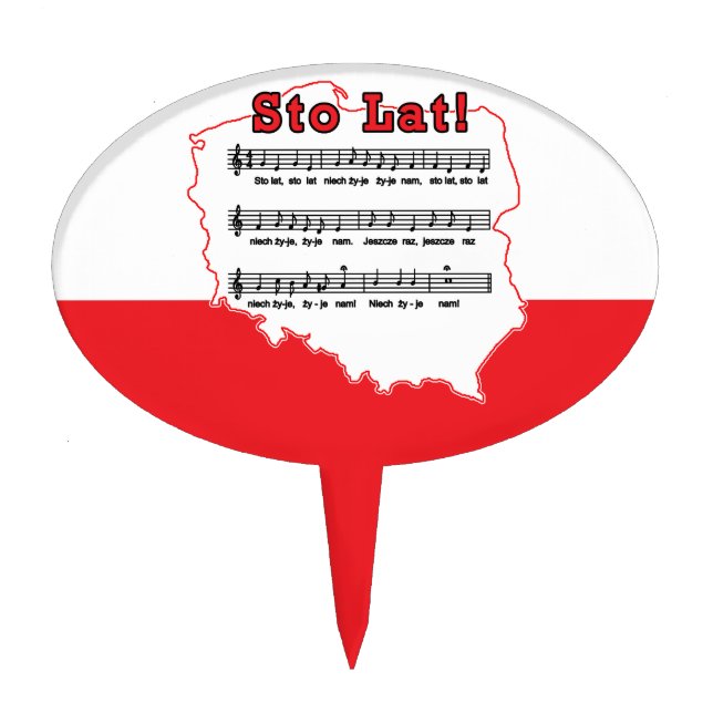 Sto Lat! Song Polish Map Cake Topper (Front)