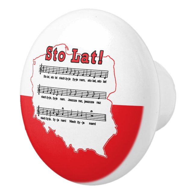 Sto Lat! Song Polish Map Ceramic Knob (Right)