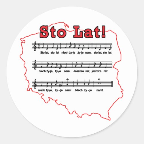 Sto Lat Song Polish Map Classic Round Sticker