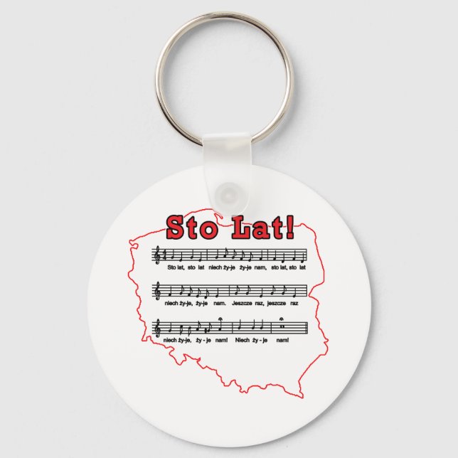 Sto Lat! Song Polish Map Keychain (Front)
