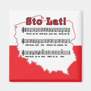 Sto Lat! Song Polish Map Magnet