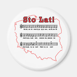 Sto Lat! Song Polish Map Magnet