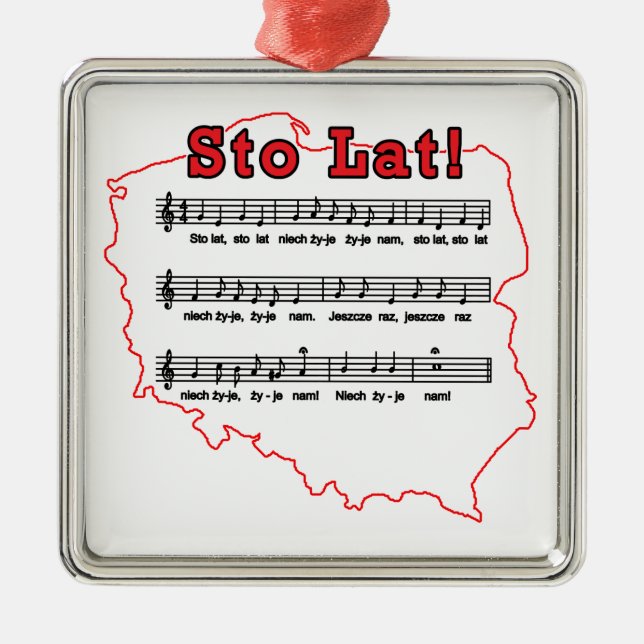 Sto Lat! Song Polish Map Metal Ornament (Front)