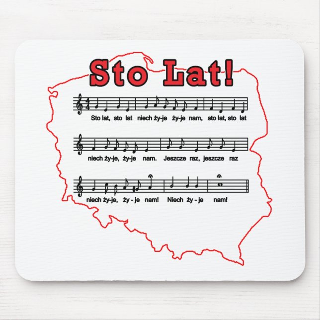 Sto Lat! Song Polish Map Mouse Pad (Front)