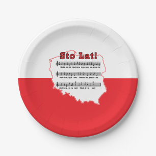 Sto Lat! Song Polish Map Paper Plates