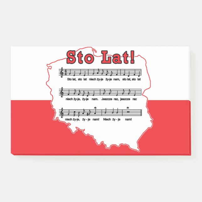 Sto Lat! Song Polish Map Post-it Notes (Front)