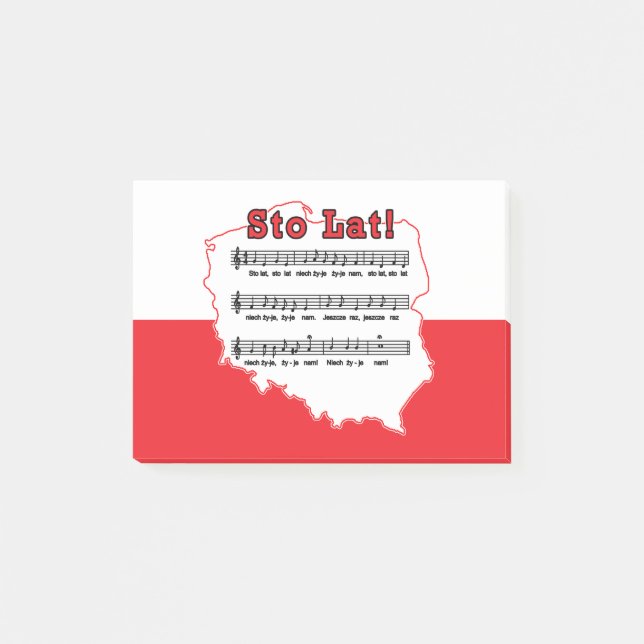 Sto Lat! Song Polish Map Post-it Notes (Front)
