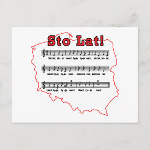 Sto Lat! Song Polish Map Postcard