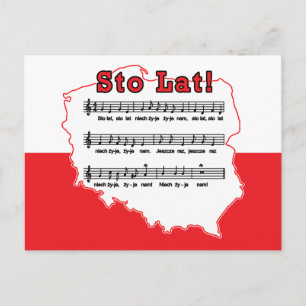Sto Lat! Song Polish Map Postcard