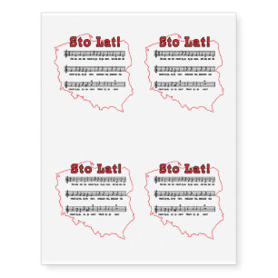 Sto Lat! Song Polish Map Temporary Tattoos