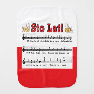 Sto Lat! Song With Beer Mugs Baby Burp Cloth