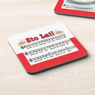 Sto Lat! Song With Beer Mugs Beverage Coaster