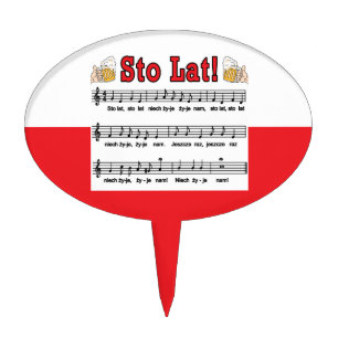 Sto Lat! Song With Beer Mugs Cake Topper