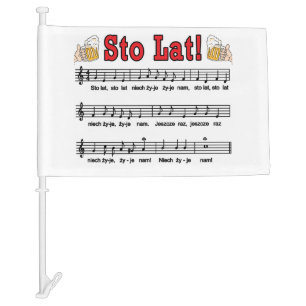 Sto Lat! Song With Beer Mugs Car Flag