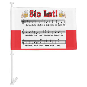 Sto Lat! Song With Beer Mugs Car Flag