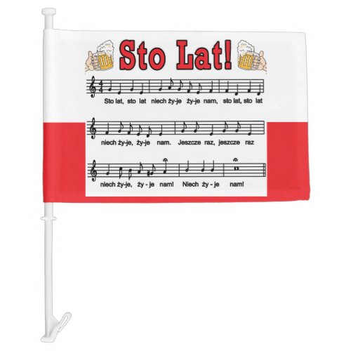 Sto Lat Song With Beer Mugs Car Flag