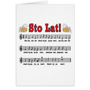 Sto Lat! Song With Beer Mugs Cards