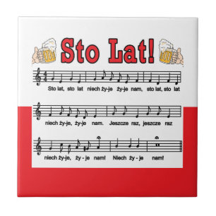 Sto Lat! Song With Beer Mugs Ceramic Tile