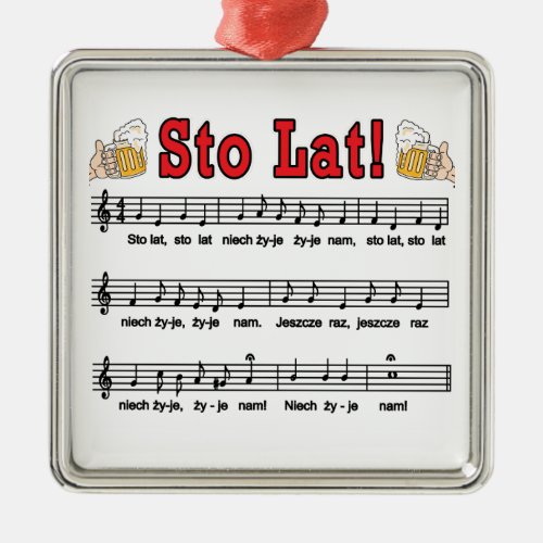 Sto Lat Song With Beer Mugs Metal Ornament
