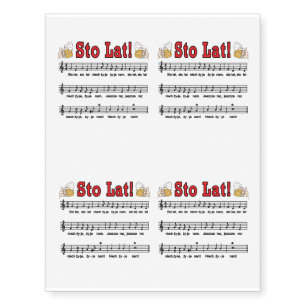 Sto Lat! Song With Beer Mugs Temporary Tattoos
