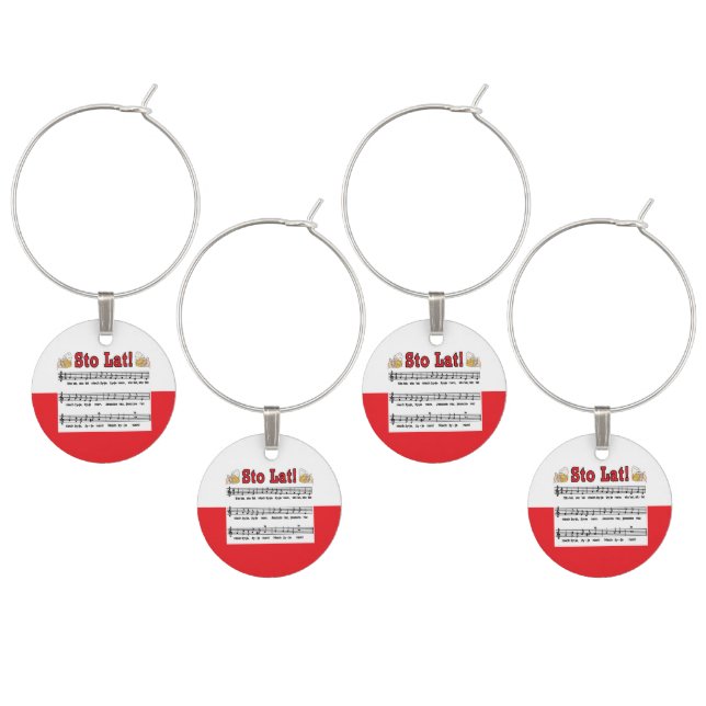 Sto Lat! Song With Beer Mugs Wine Charm (Staggered)