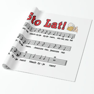 Sto Lat! Song With Beer Mugs Wrapping Paper