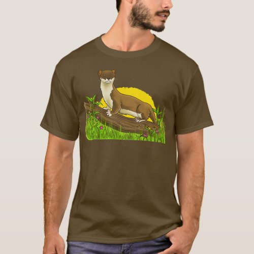 Stoat in a Field of Flowers  T_Shirt