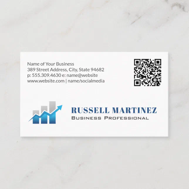 Stock Bar Chart | Finance QR Code Business Card | Zazzle