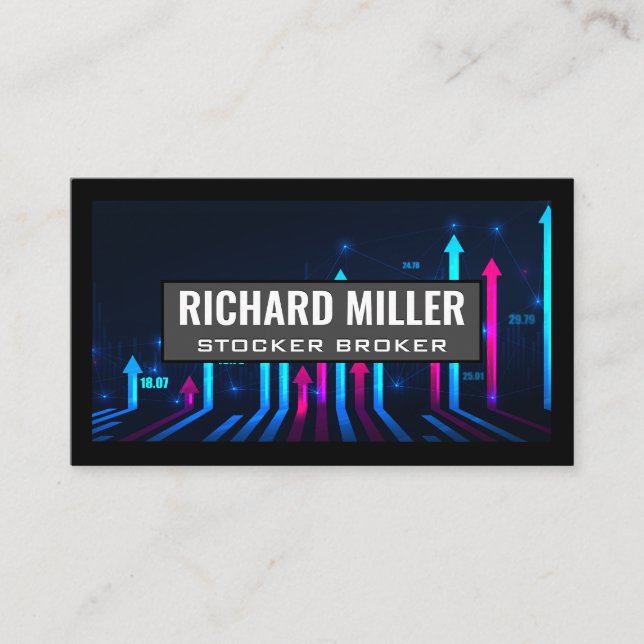 Stock Broker | Arrows Up | Finance Business Card (Front)