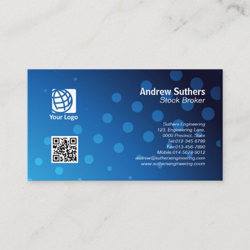 Stock Broker Business Card Blue Dots
