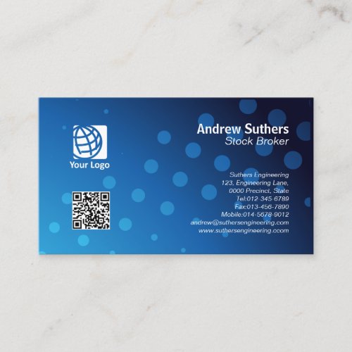 Stock Broker Business Card Blue Dots