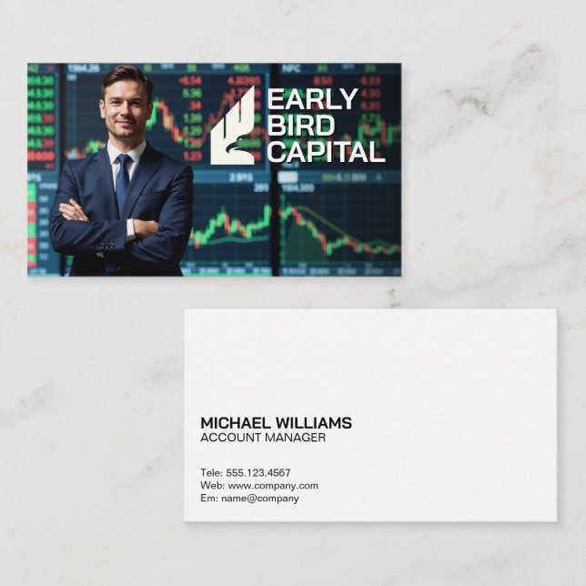 Stock Broker | Financial Charts Business Card (Front/Back)