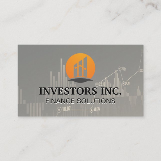 Stock Broker | Investments Charts Business Card (Front)