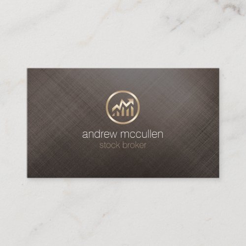 Stock Broker Share Chart Icon Gold Brushed Metal Business Card