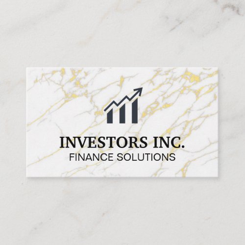 Stock Broker  Stock Graph  Gold White Marble Business Card