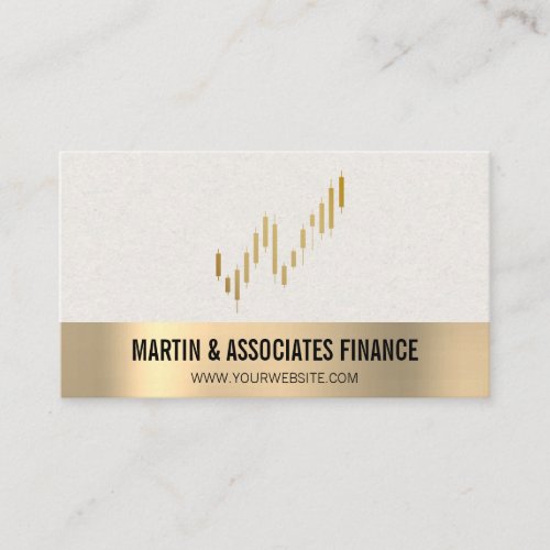 Stock Candlesticks  Finance  Gold Trim Business Card