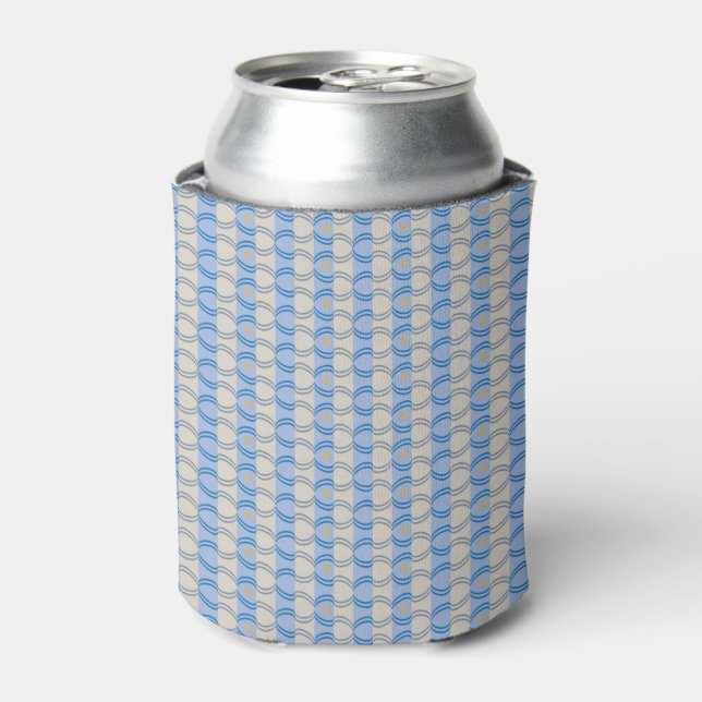 Stock Candystripe Blue Tan Can Cooler (Can Front)