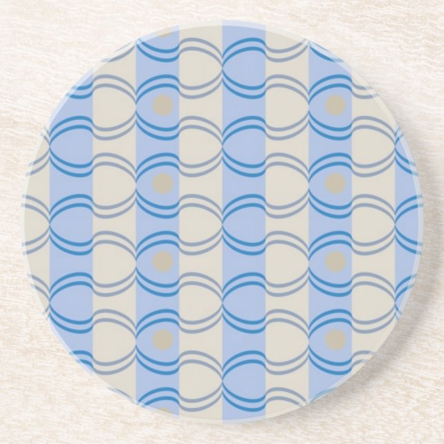 Stock Candystripe Blue Tan Drink Coaster (Front)