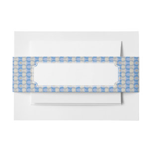 Stock Candystripe Blue Tan Invitation Belly Band