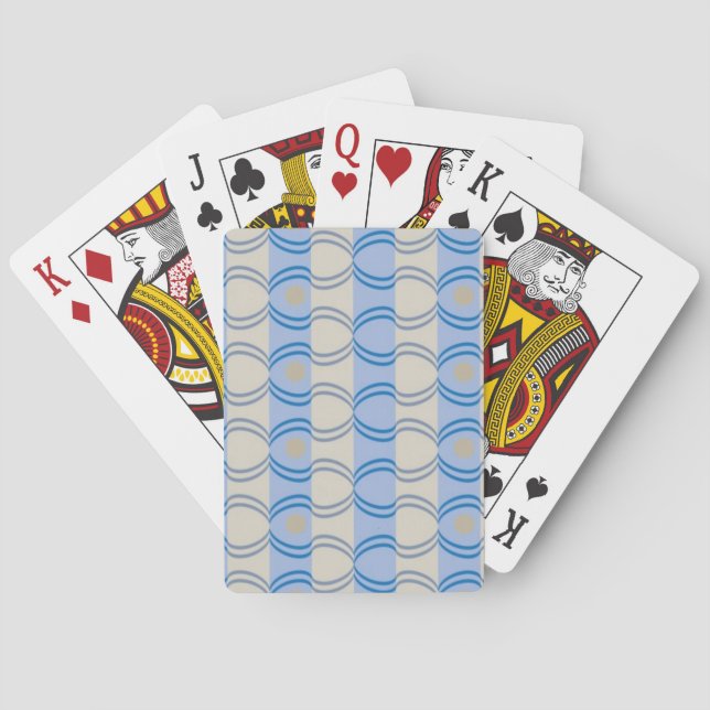 Stock Candystripe Blue Tan Poker Cards (Back)