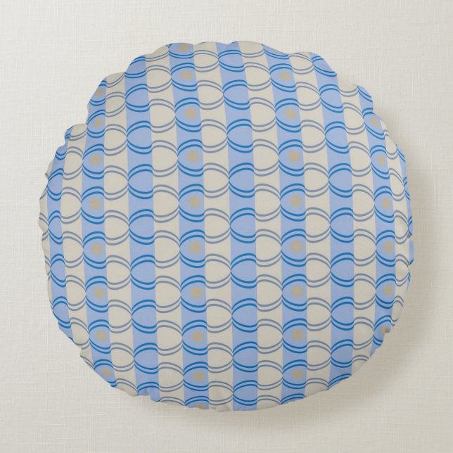Stock Candystripe Blue Tan Round Pillow (Front)
