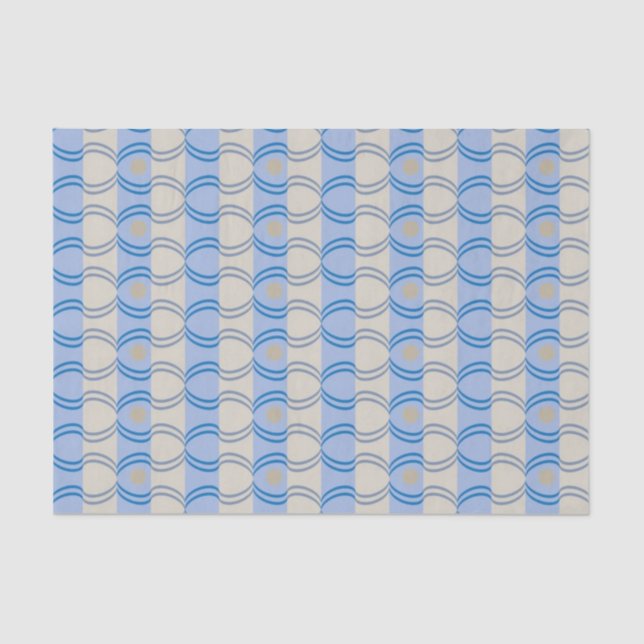 Stock Candystripe Blue Tan Tissue Paper (Front)
